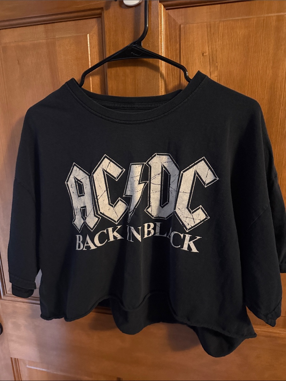 AC/DC Black Women's Cropped Sweatshirt with White Graphic